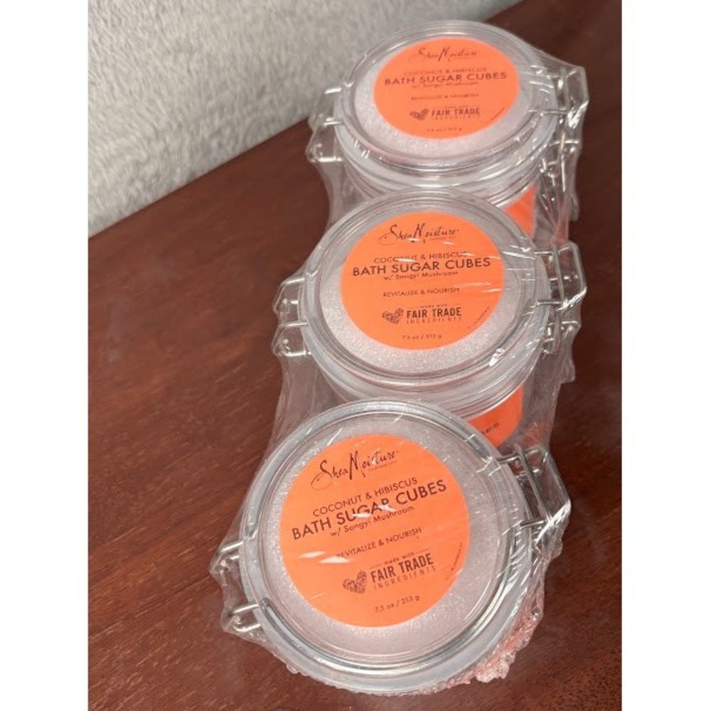 SheaMoisture Coconut & Hibiscus Bath Sugar Cubes 7.5oz Revitalize Nourish 3 Pack